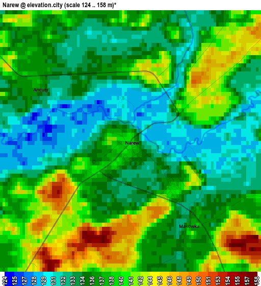 Narew elevation map