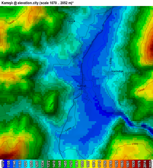 Kamışlı elevation map