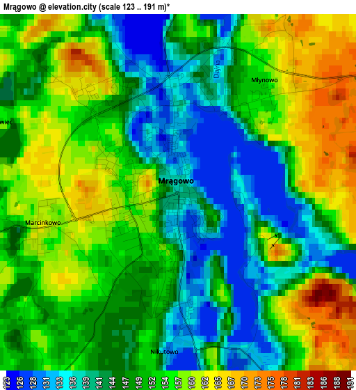 Mrągowo elevation map