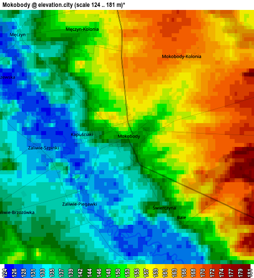 Mokobody elevation map