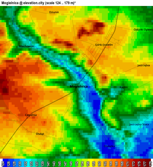 Mogielnica elevation map