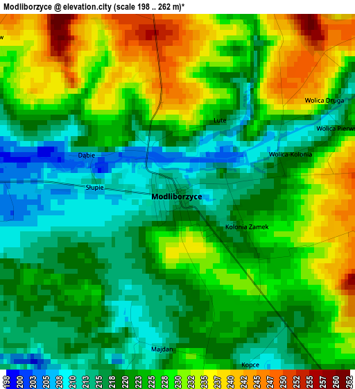 Modliborzyce elevation map