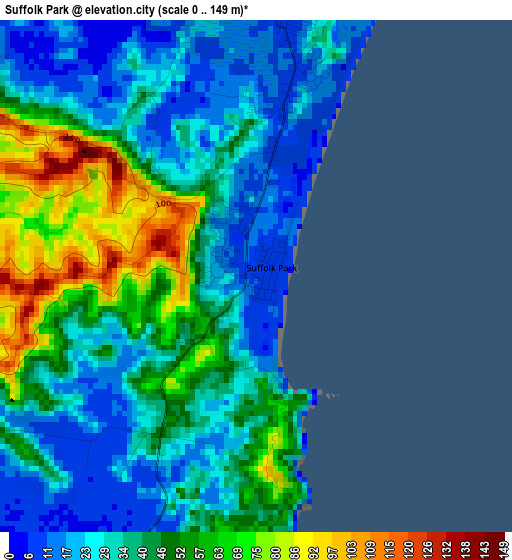 Suffolk Park elevation map