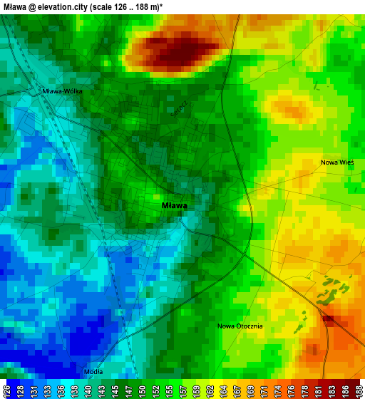 Mława elevation map