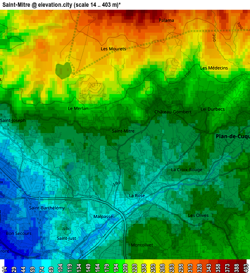 Saint-Mitre elevation map