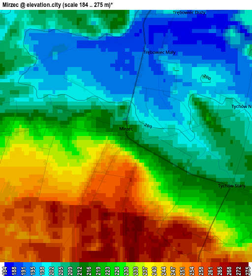 Mirzec elevation map