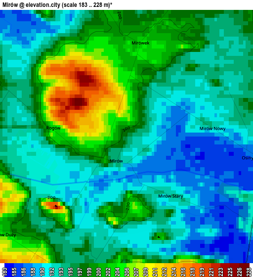 Mirów elevation map