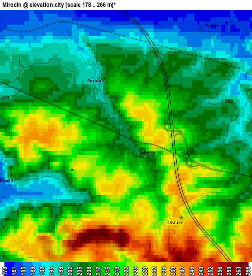 Mirocin elevation map