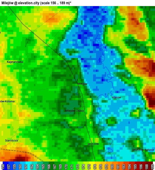 Milejów elevation map