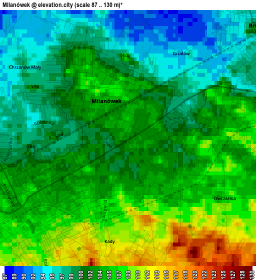 Milanówek elevation map