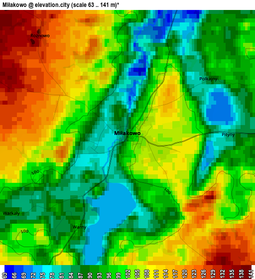 Miłakowo elevation map