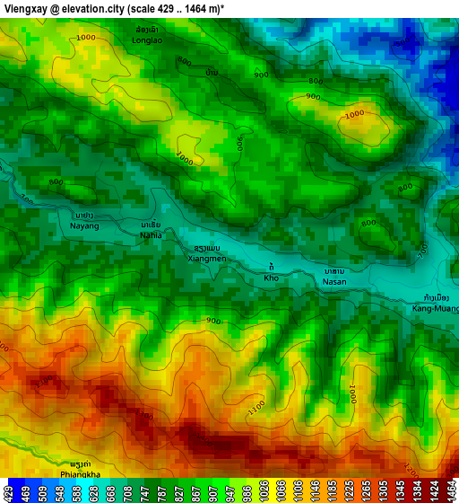 Viengxay elevation map