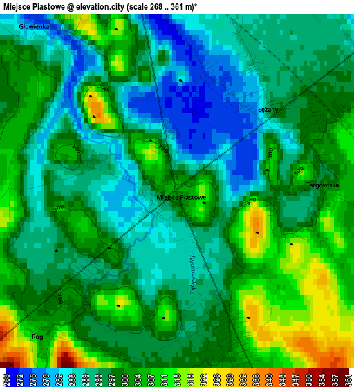 Miejsce Piastowe elevation map