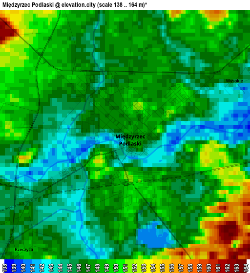 Międzyrzec Podlaski elevation map