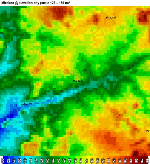 Miedzna elevation map