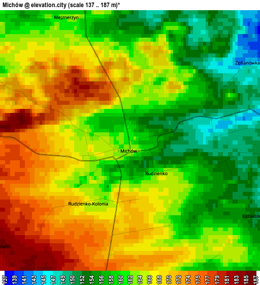 Michów elevation map