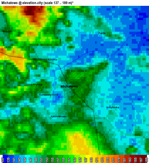 Michałowo elevation map