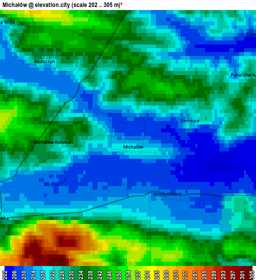 Michałów elevation map