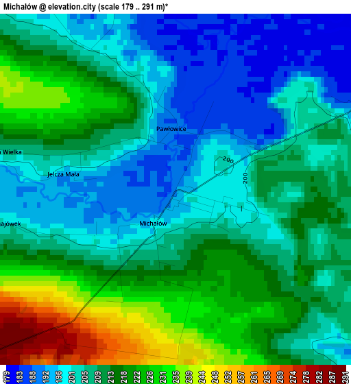 Michałów elevation map