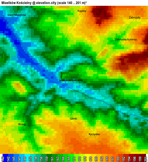 Miastków Kościelny elevation map