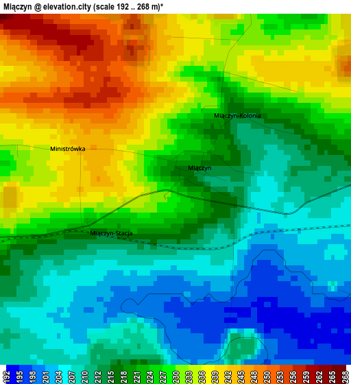 Miączyn elevation map