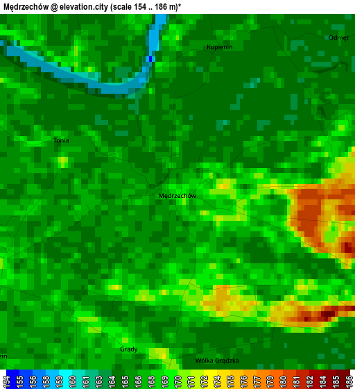 Mędrzechów elevation map