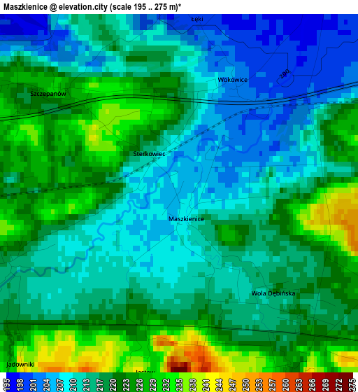 Maszkienice elevation map