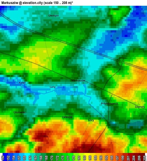 Markuszów elevation map