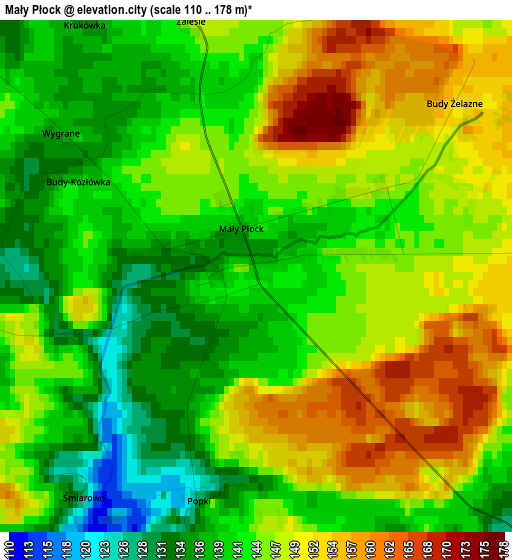 Mały Płock elevation map