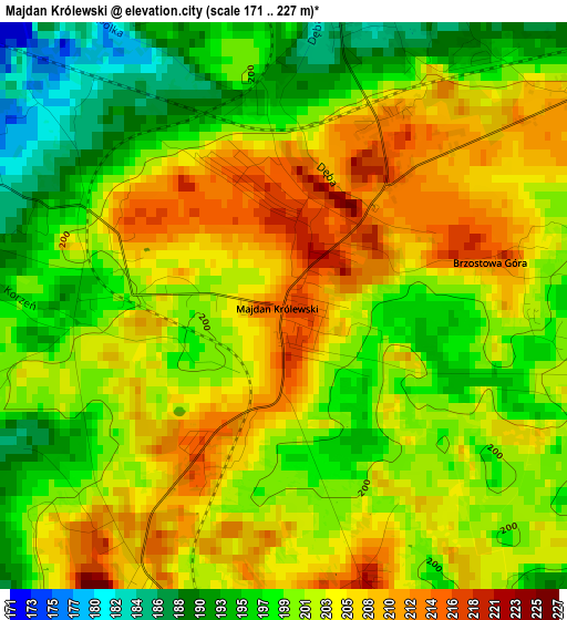 Majdan Królewski elevation map