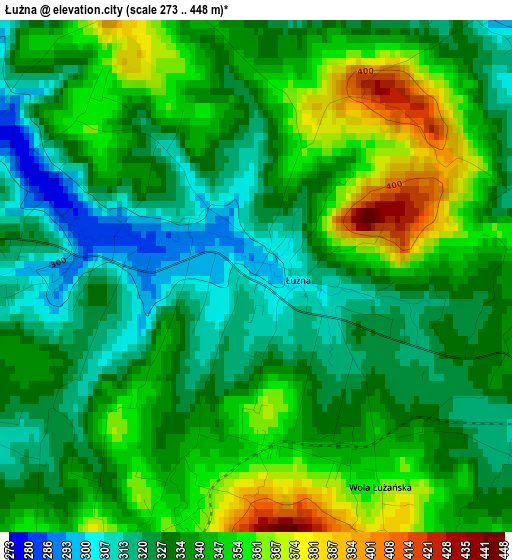 Łużna elevation map