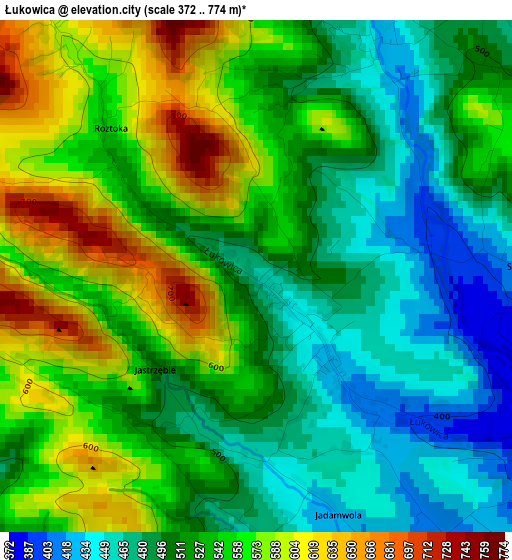 Łukowica elevation map