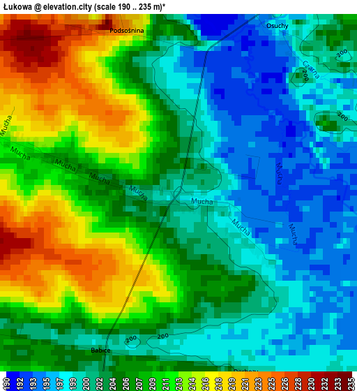Łukowa elevation map