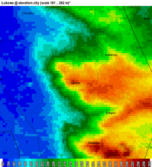 Łukowa elevation map