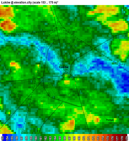 Łuków elevation map