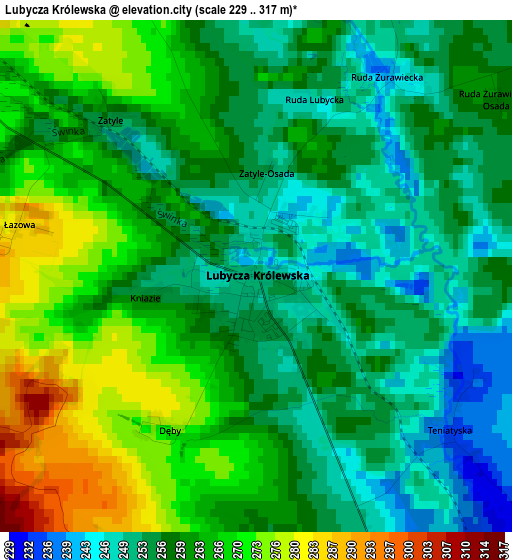 Lubycza Królewska elevation map