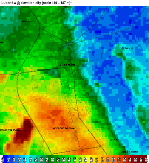 Lubartów elevation map