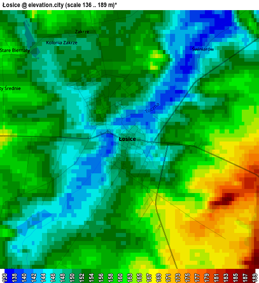 Łosice elevation map