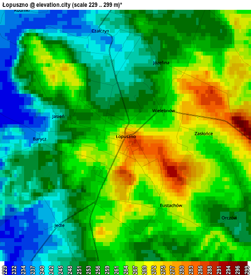 Łopuszno elevation map