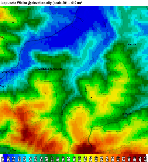 Łopuszka Wielka elevation map