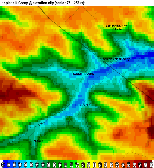 Łopiennik Górny elevation map