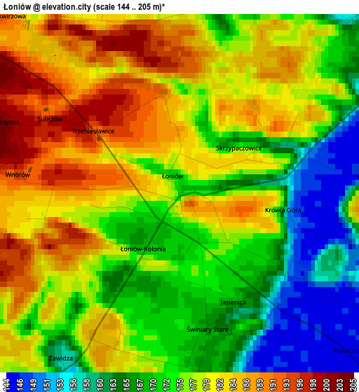 Łoniów elevation map