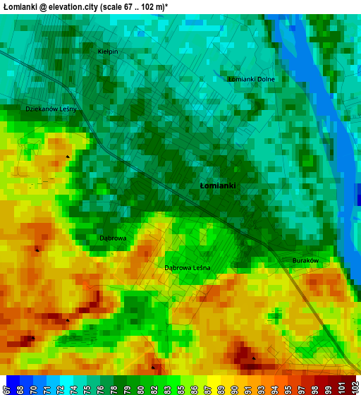 Łomianki elevation map