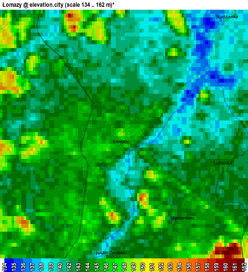 Łomazy elevation map