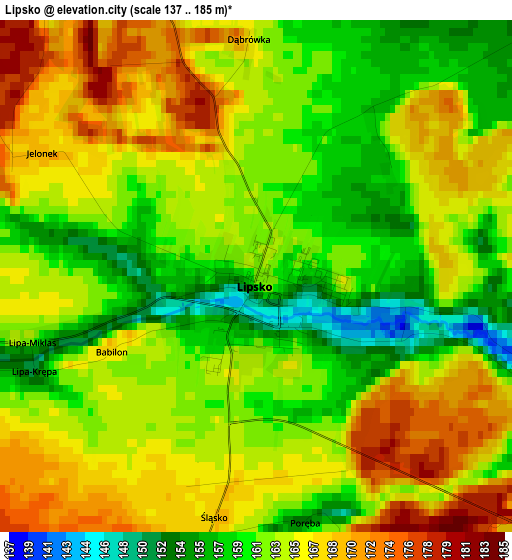 Lipsko elevation map