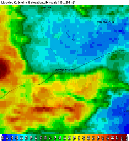 Lipowiec Kościelny elevation map