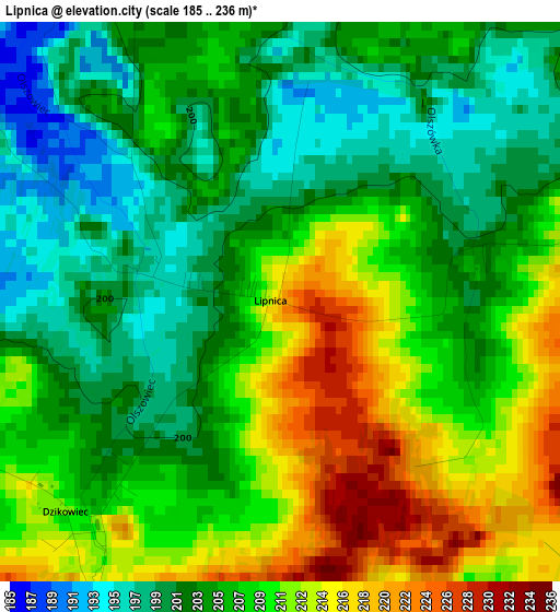 Lipnica elevation map