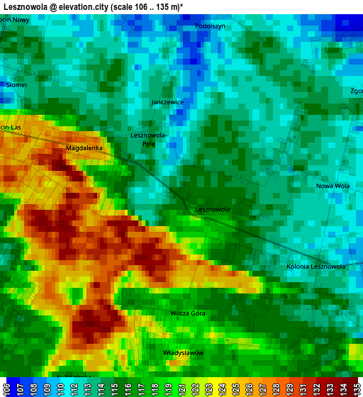 Lesznowola elevation map