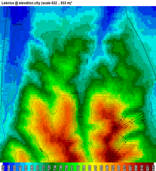 Leśnica elevation map