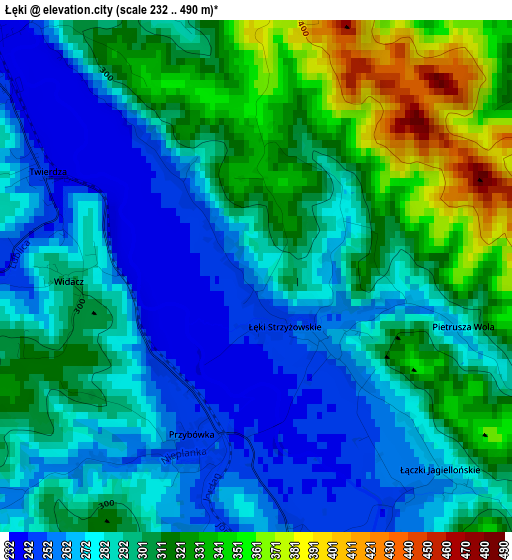 Łęki elevation map